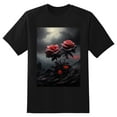 thumbnail image 2 of Plus Size Shirt for Women Black Tops for Women Short Sleeves Shirt for Women Roses T Shirt Crewneck Shirt for Women XL, 2 of 5