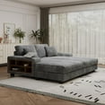 thumbnail image 4 of Convertible Combination Sofa, Corduroy Fabric, Fluffy Modern Sleeper Sofa Chair, Oversized Combination Living Room Double Lounge Chair (Grey), 4 of 11