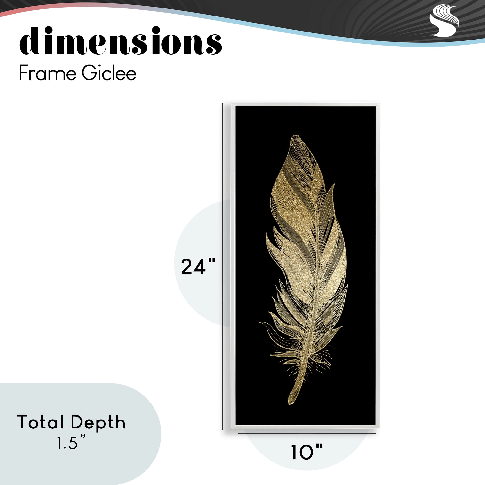 Glam Lined Feather White Framed Giclee Art, design by Kim Allen