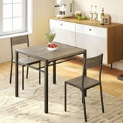 Aiho Dining Table Set for 2, 3 Piece Compact Kitchen Table Set with 2 Chairs & Storage Shelf for Small Space, Gray