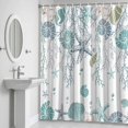 thumbnail image 6 of Teal Coastal Bathroom Shower Curtain, Starfish Coral Shell Summer Ocean Beach Waterproof Washable Soft Bath Curtain for Bathtub Decor with 12 Hooks&Grommet, 66x72 Inch, 6 of 9