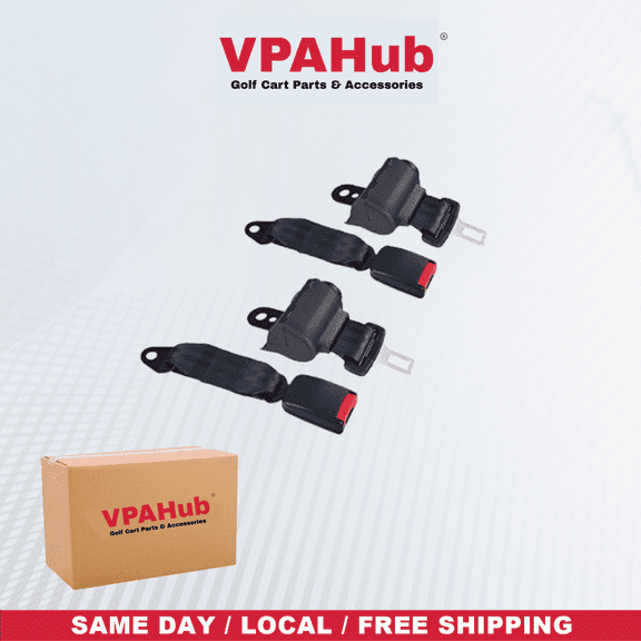 VPAHub Universal Retractable Seat Belt for Club Car, EZGO, Yamaha, 2-Pack (Without Bracket), Rust-Resistant Buckle, High-Density Webbing, Universal Fit