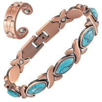 Wollet Heart Copper Magnetic Bracelets Set for Women,Copper Ring Jewelry Gift