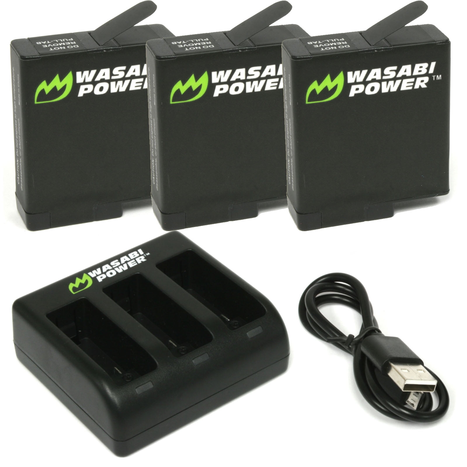 Wasabi Power Battery (3Pack) and Triple Charger for GoPro HERO7 Black