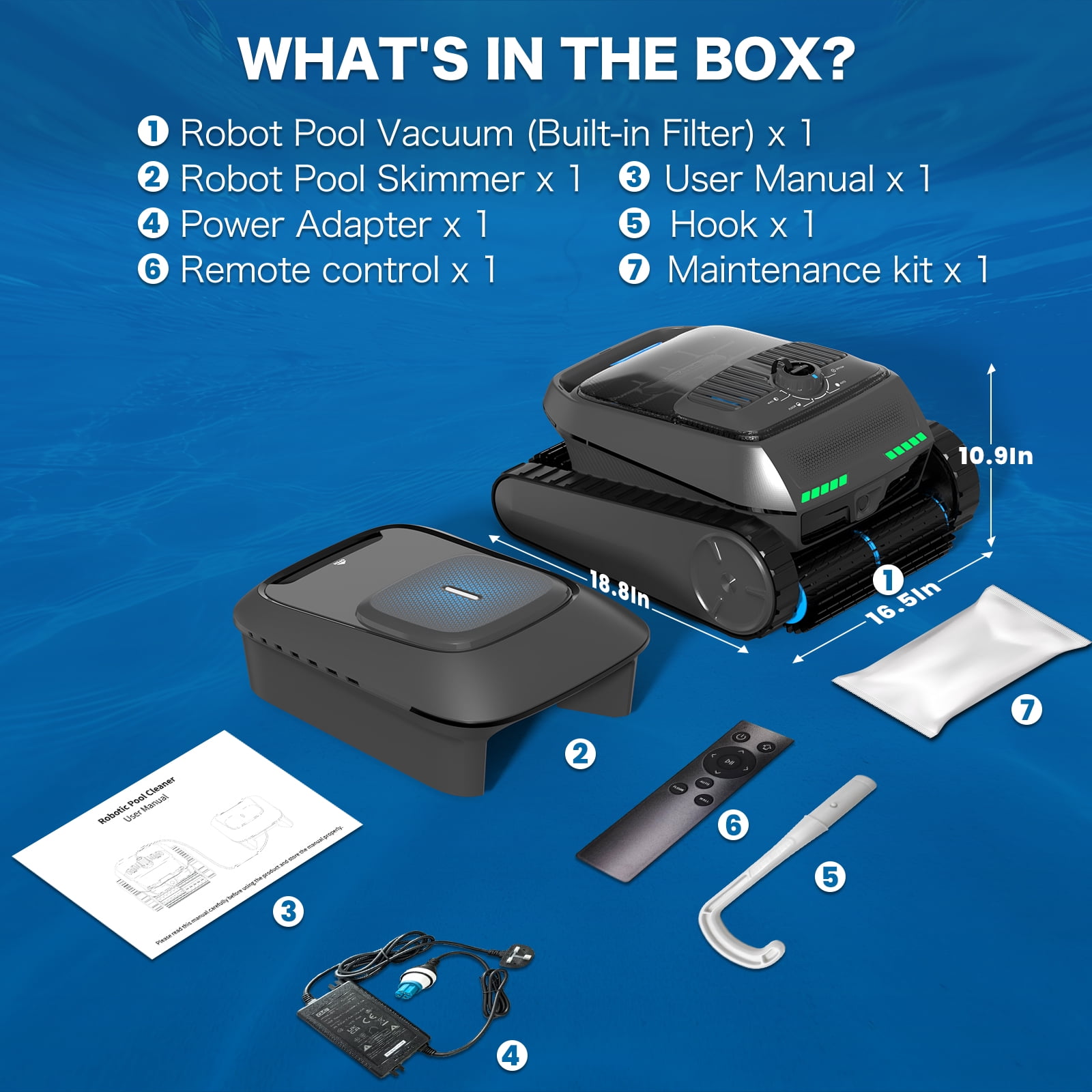 AIRROBO  Pool Robot Cleaner 4in1 Omni CP400, Robot Pool Ceaner above Ground Pool and Inground Pool,with Pool Skimmer Robot