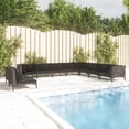 thumbnail image 1 of vidaXL 10 Piece Garden Lounge Set with Cushions Poly Rattan Dark Grey, 1 of 4