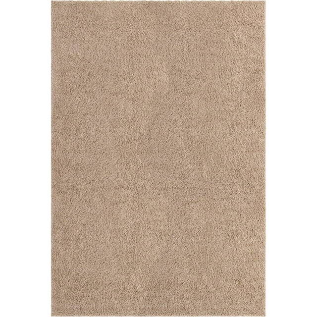 Unique Loom Everyday Shag Plush Area Rug 10' x 13' 11 Rectangle in Taupe