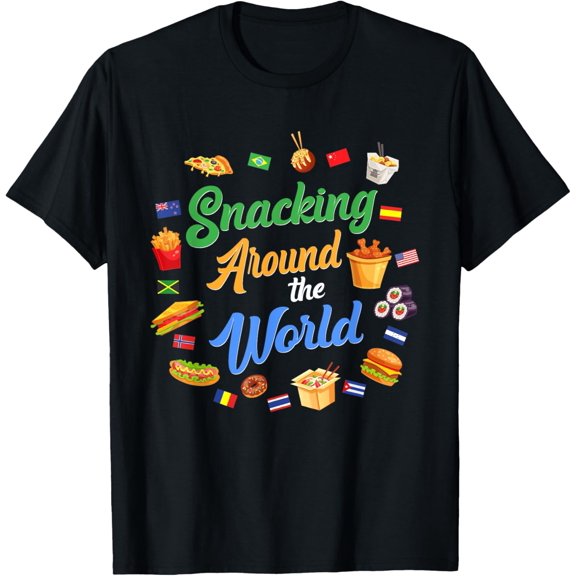 Playful Comfort Tee - Snacking Around The World Fastfood Food Travel Lover T-Shirt