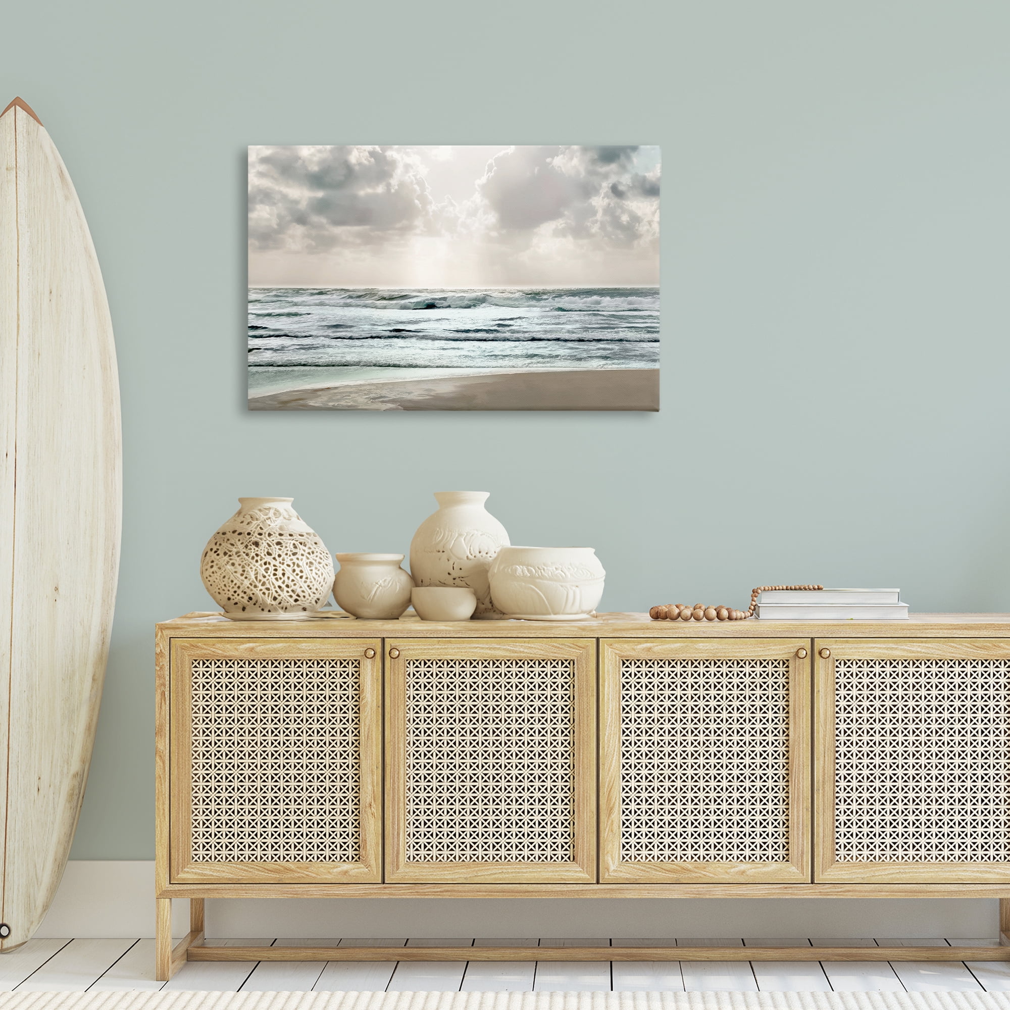 Stupell Industries Cloudy Sunlight Beach Landscape Photography Gallery Wrapped Canvas Art Print Wall Art, 36 x 24