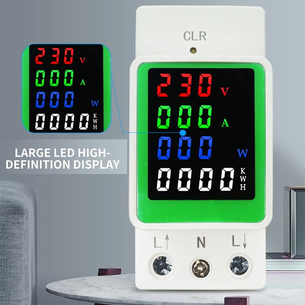 LED Screen WattKWh Power VoltAmp Meter Din Rail Consumption WattmeterMonitor