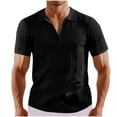 thumbnail image 1 of Shorts for Men, Men's Short Shorts, Men Button Up Spring Fall Short Sleeved V-Neck Knitted Breathable Elastic Hollow Top, 1 of 4