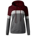 thumbnail image 4 of HAPIMO Women's Fashion Hoodie Sweatshirt T-Shirt Clothes for Women Striped Color Block Tops Pockets Drawstring Pullover Cozy Casual Sweatshirt Long Sleeve Blouse Wine L, 4 of 5