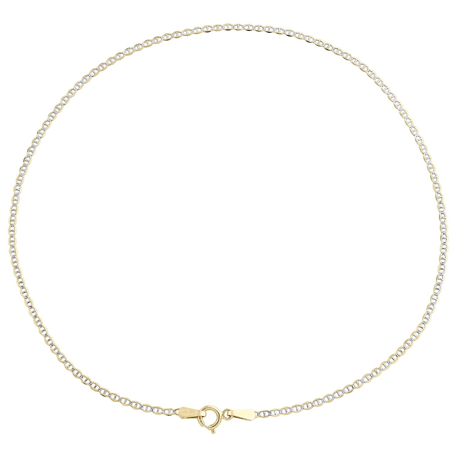 10K Yellow Gold 1.50mm Diamond Cut Solid Anchor Mariner Bracelet / Anklet 9 Inch