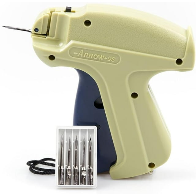 Pistola para etiquetar ropa, pistola para coser con agujas y cierres, color verde