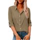 thumbnail image 1 of Camisas de Manga Larga para las Mujeres Blusa de Túnica de Imitación de Botón de Solapa de Ajuste Suelto con Tela Suave, Top de Verano Transpirable para Uso Diario Informal, 1 of 7