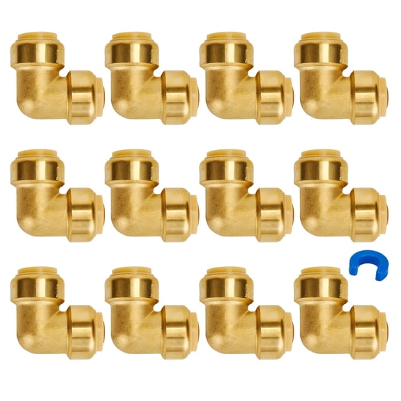 SUNGATOR 12-Pack PEX Elbow, 3/4-Inch Push Fit 90-Degree Plumbing Fitting Pipe Connector with Disconnect Clip, Push-to-Connect, Copper, CPVC, No Lead