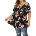 thumbnail image 2 of Plus Size Tops for Women Short Sleeve Buttons Up Blouses Flowy Floral Tunic Tops, 2 of 9