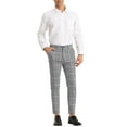 thumbnail image 2 of INSPIRE CHIC Men's Dress Plaid Slim Fit Flat Front Business Checked Trousers 36 Gray, 2 of 7