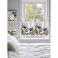 thumbnail image 4 of Half Window Curtains 24 Inches Long, Spring Floral Window Treatment Curtain Drapes, Teal Tulip Farmhouse Retro Botanical Herb Short Curtains Tiers for Kitchen Over Sink, 27.5"x24", 2 Panels, 4 of 7