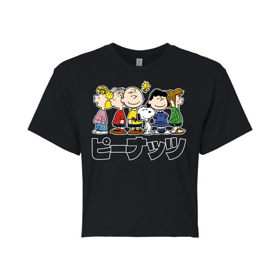 Peanuts - Peanuts Group Kanji - Juniors Cropped Cotton Blend T-Shirt