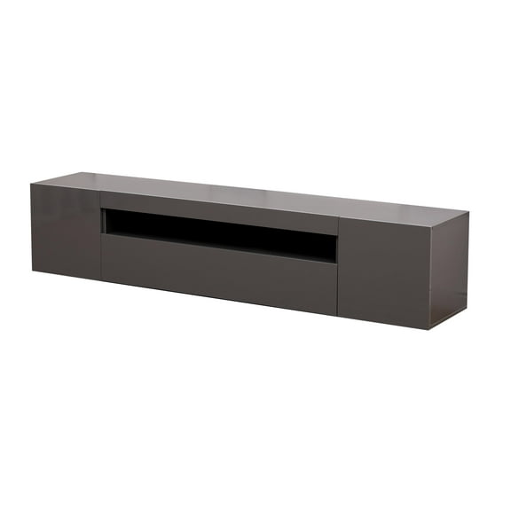 TV Stand 78" - Gray Lowboard Style TV Console for 75-90 Inch TVs, Modern Entertainment Center with LED Lights, Elegant TV Stand with Storage for Living Room Décor