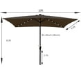 thumbnail image 2 of 10 ft x 6.5 ft Rectangular Solar Powered Aluminum Polyester LED Lighted Patio Umbrella w/Tilt Adjustment and Fade-Resistant Fabric, Chocolate, 2 of 5