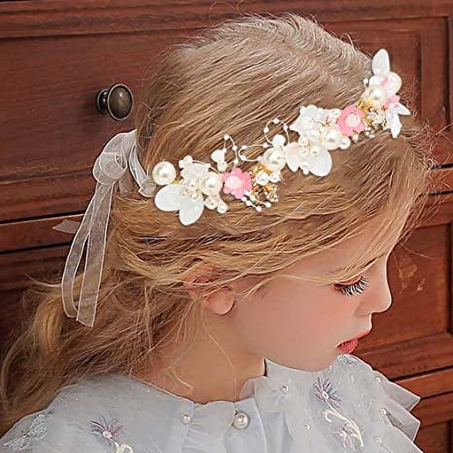 ☆herlipto☆Princess Gold Crystal Headband Princess Flower Crystal Headpiece Rhinestone Pearl Headband Alloy