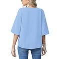 thumbnail image 5 of Anygrew Womens Tops Summer Blouses V Neck Batwing Sleeve Tops Tie Knot Chiffon Button Down Casual Blouse, 5 of 7