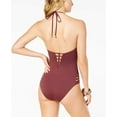 thumbnail image 2 of Bar lll Women’s Strappy Plunging One-Piece Swimsuit, Dark Red, Small, 2 of 2