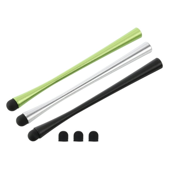 3pcs Stylus Pens for Touch Screens Slim Universal Capacitive Stylus Pen with 3 Extra Tips, Black/Silver/Green