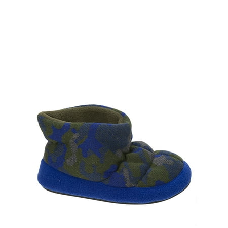 Dearfoams Boy's Camo and Fleece Bootie Slippers
