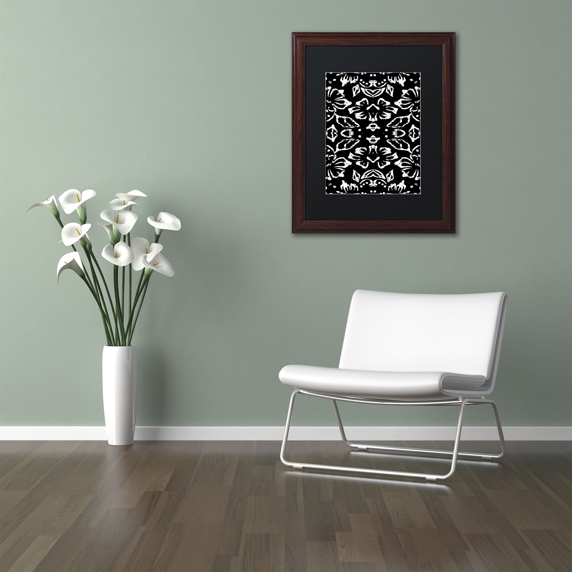 Trademark Fine Art "Black & White Pattern" Canvas Art by Color Bakery, Black Matte, Wood Frame