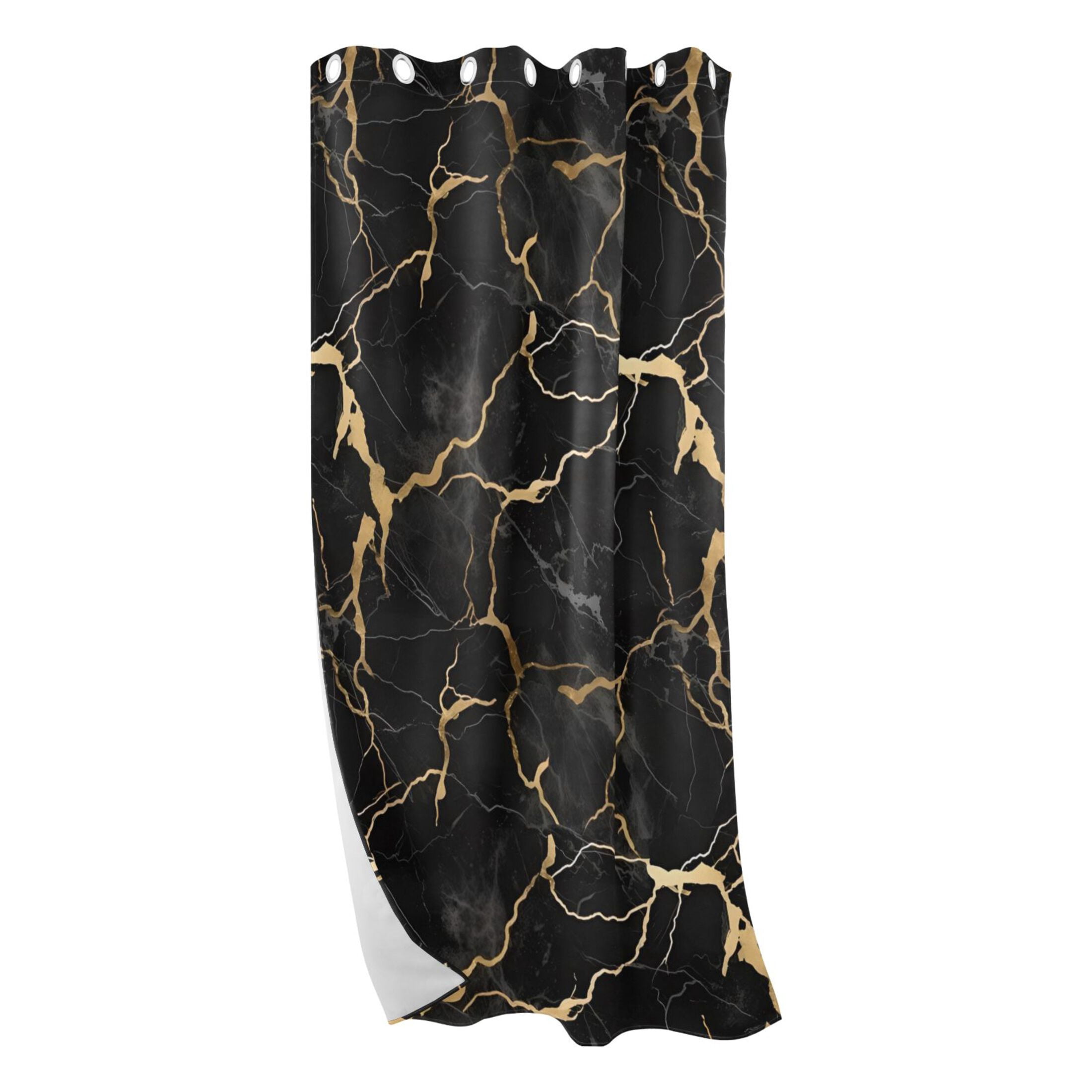 Black and Gold Marble Blackout Curtains W82 x L52 1 Panel Window Curtain for Bedroom Living Room