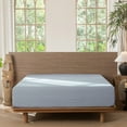thumbnail image 5 of MooMee 100% Washed Cotton Queen Fitted Sheet Only Linen Like Textured Extra-Deep Pocket Breathable Soft 1-Piece(Cornflower Blue, 60"x80"), 5 of 7