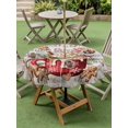 thumbnail image 3 of Outdoor Tablecloth with Umbrella Hole and Zipper, Christmas Round Table Cloth 60 Inch Waterproof Tablecloth, Retro Xmas Deer Candy Ice Cream Pine Needle Picnic Table Cover for Patio Camping, 3 of 7