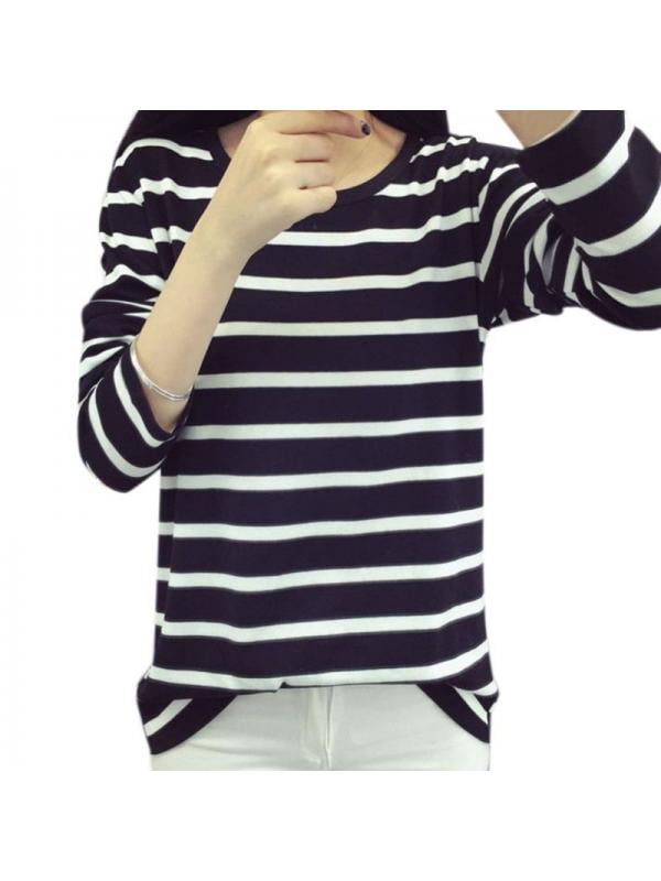 Women's Black \u0026 White Striped Shirts