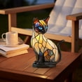 thumbnail image 4 of Stained Glass Cat Lamp, Shaped Resin Novelty Table Light For Home Decor, 4 of 7