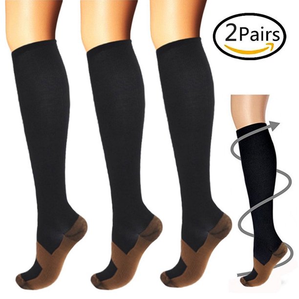Deago 2 Pair Copper Infused Performance Compression Socks Below Knee