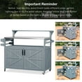 thumbnail image 6 of 53.3" Outdoor Kitchen Island with Raised Shelf, Solid Wood Storage BarCart with Stainless Steel Top, Outdoor Rolling Grill Cart with Spice Rack, Grey Blue, 6 of 10