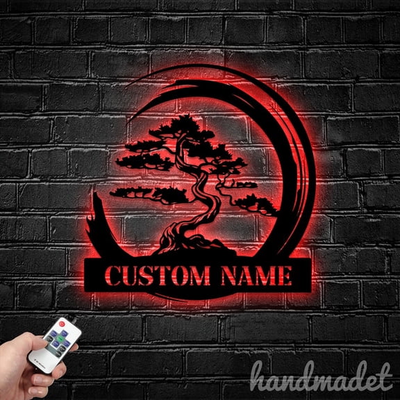 Handmadetneonsign Bonsai Tree Metal Wall Art Light, Tree Metal Sign Wall Decor, Bonsai Metal Decor 50745