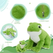 MaoGoLan 4pcs Frog Stuffed Animals 15.7'' Plush Frog Pillow with 3 Frog Babies Plush Toy