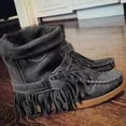 thumbnail image 2 of Women Suede Boots with Tassel Luxury Vintage Matte Shoes Non Slip Shoes Fashionable, 2 of 5
