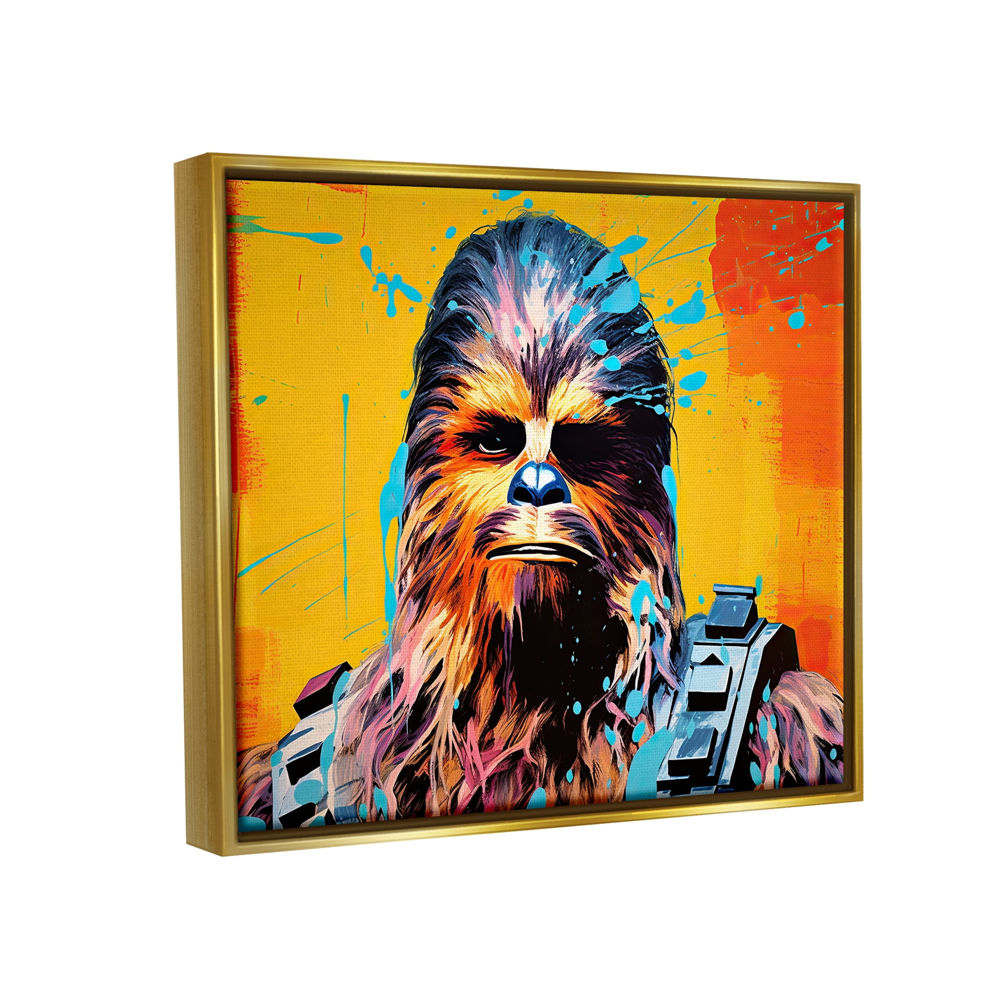Stupell Industries Urban Splash Sci-Fi Creature Fairy Tales & Fantasy Painting Gold Floater Framed Canvas Art Print Wall Art, 31 x 25