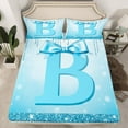 thumbnail image 2 of Castle Fairy Letter Monogrammed B Full Size Sheets 4-Piece for Kids Teens,Dreamy Princess Bow Knot Breathable Bed Sheets,Bling Gradient Blue Glitter Lightweight Sheet Sets,Microfiber Bedroom Decor, 2 of 7