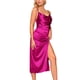thumbnail image 3 of TaTaai Women‘s Satin Slip Dress, Thin Strap Cowl Neck Bodycon Midi Dress, Solid Color High Slit Evening Gown, Backless Party Dress Gift, 3 of 6
