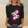 thumbnail image 2 of DDAPJ pyju Womens Mardi Gras Shirts 3/4 Sleeve Tops Funny Mask Graphic Tees New Orleans Carnival Party Tee Shirt Dressy Casual Round Neck Pullover Blouse Purple L, 2 of 4