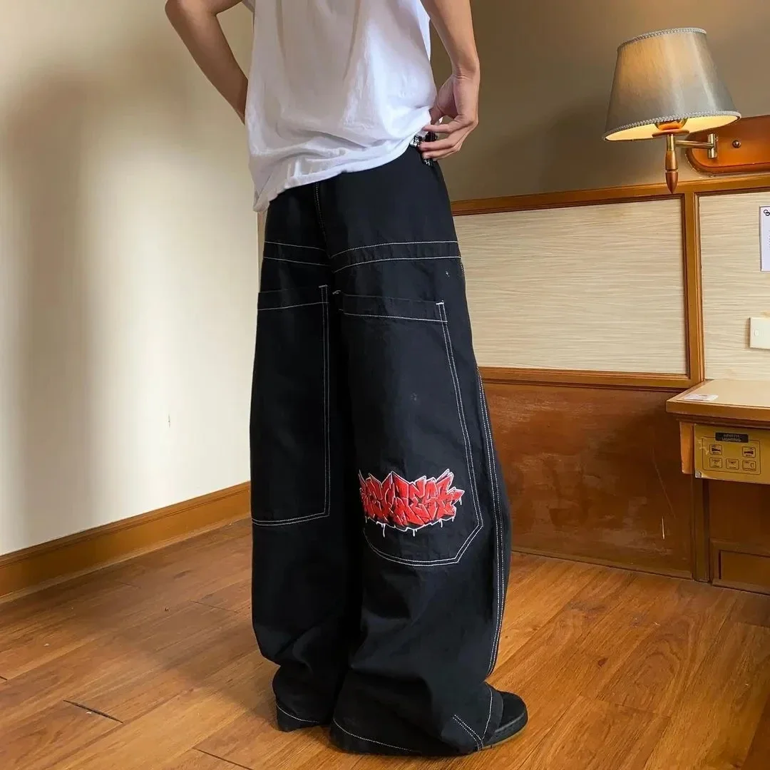 Skateboarding Pants 90S New High Waist Denim JNCO Pattern Retro