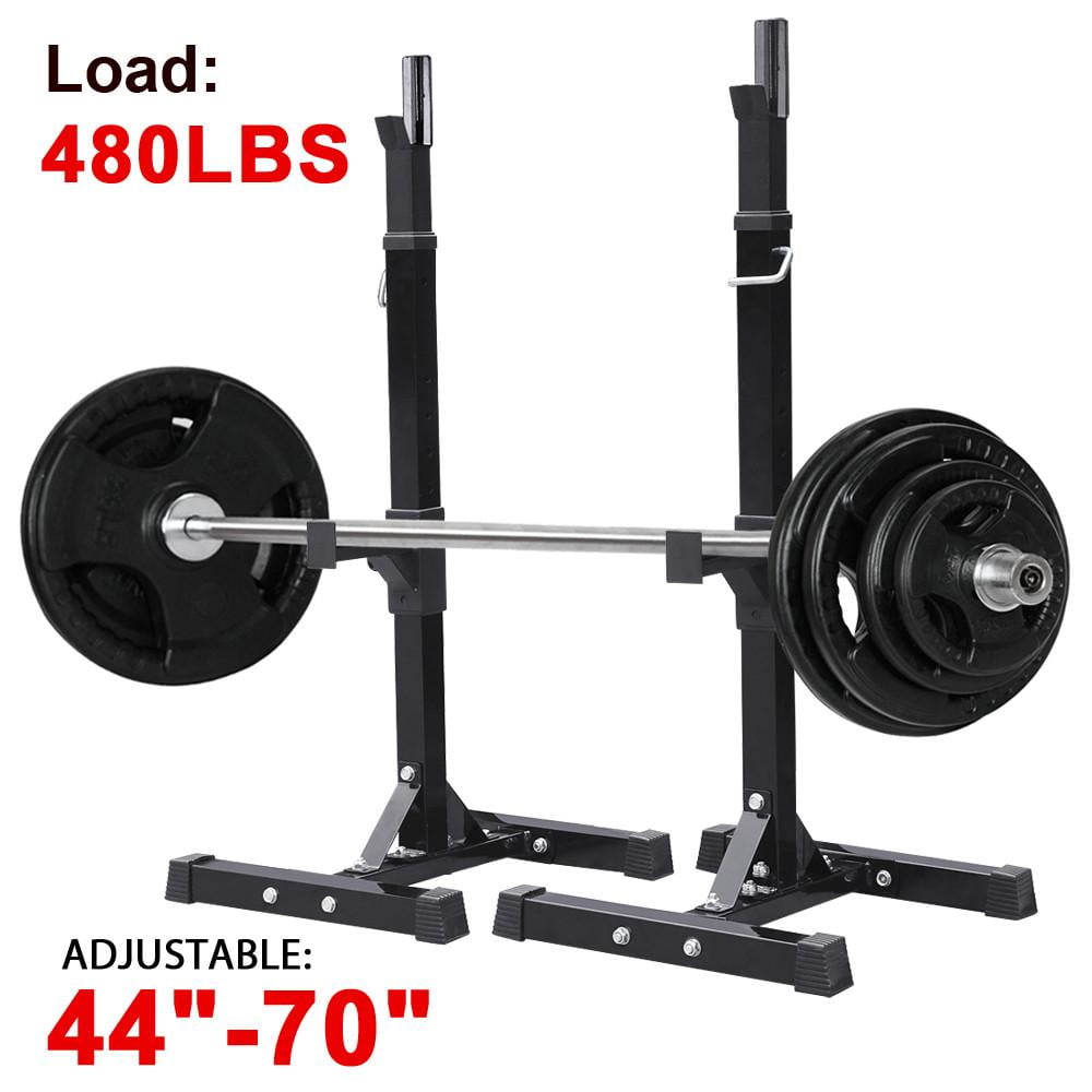 Topeakmart 2 Pieces Adjustable Rack Standard Stands Barbell Free Press