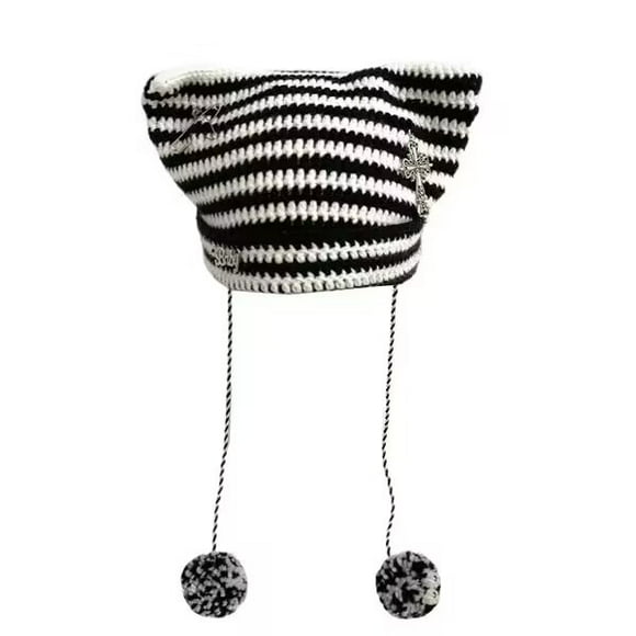Women's knitted hat cat ears winter warm crochet hat