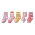 thumbnail image 2 of 5 Pairs Kids Girls Ankle Socks Floral Animal Print Cute Cotton Crew Socks for Baby Infant Toddler Girls 1-12 Years, 2 of 6